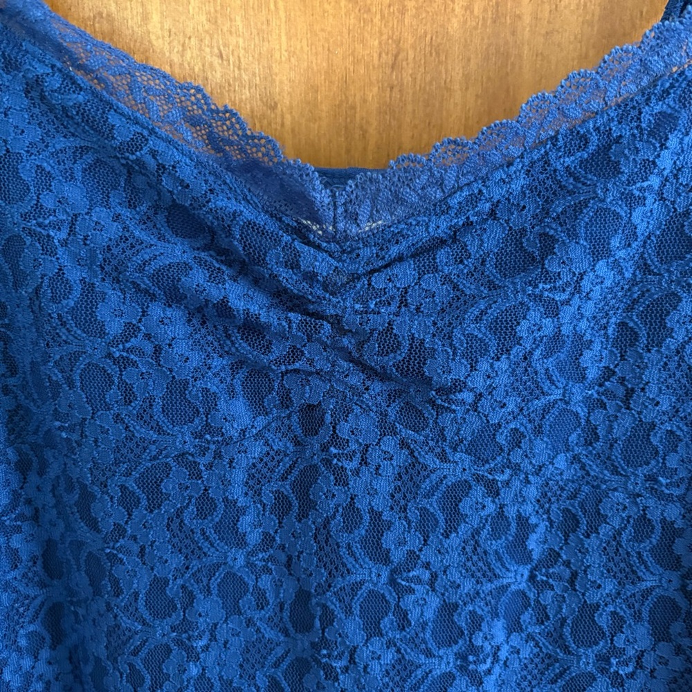Aeropostale Blue Sheer Mesh Lace Trim Babydoll Cami Slip Dress Y2K Fairy NWT Mod - Picture 9 of 14
